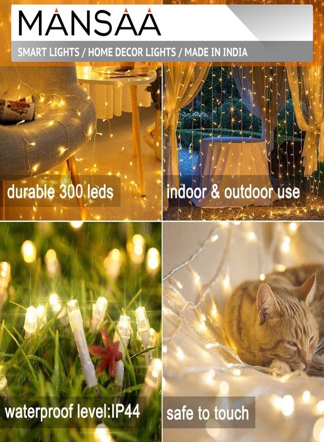 MANSAA M9 Curtain Lights | 3 Meter x 3 Meter 300 LEDs | Yellow Color | USB Operated | Remote Control | Wall Lights for Home Decor - Image 5